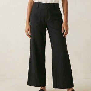 Maeve Anthropologie Naomi Black Wide Leg Trousers High Waisted Minimalist Chic 8